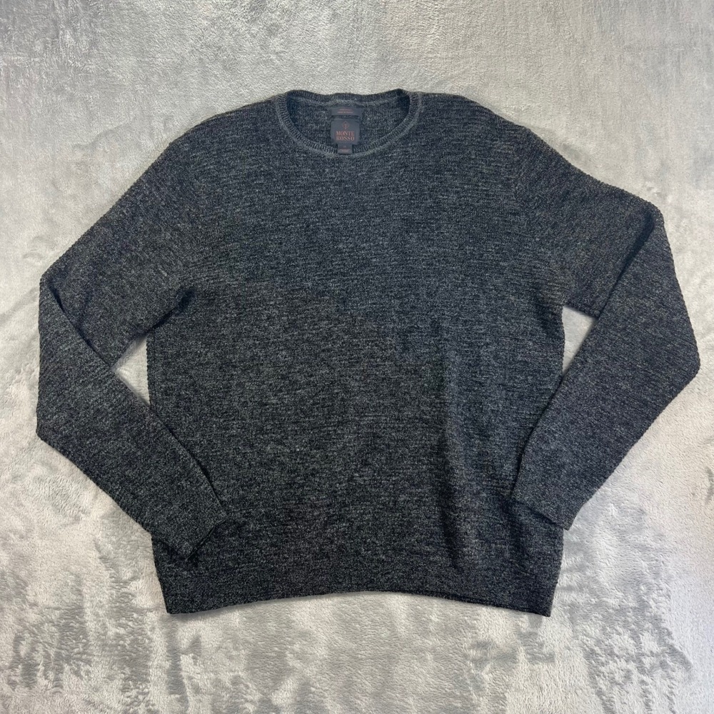 Monte Rosso Sweater Mens‎ XL Charcoal Grey Wool Cotton Made in Italy